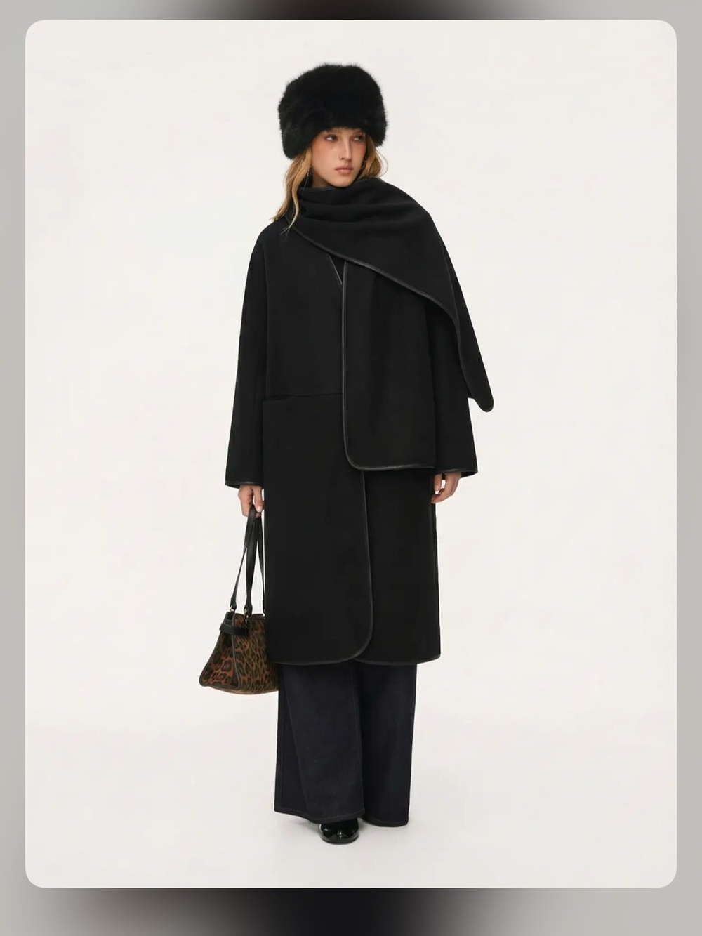 WOOL-LOOK V-NECK OVERSIZED COAT WITHOUT SCARF ip-4 M
